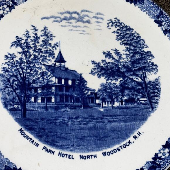 Wm Adams & Sons Souvineer Blue Transfer-ware Plate Mountain Park Hotel NH - Picture 5 of 7